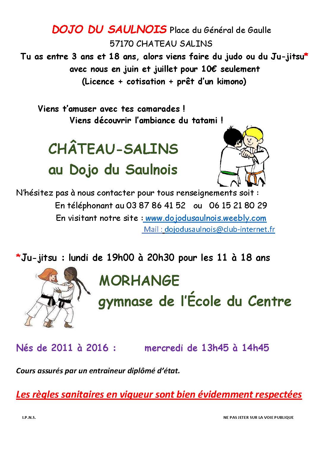 Judo &amp; Ju-jitsu en juillet aout